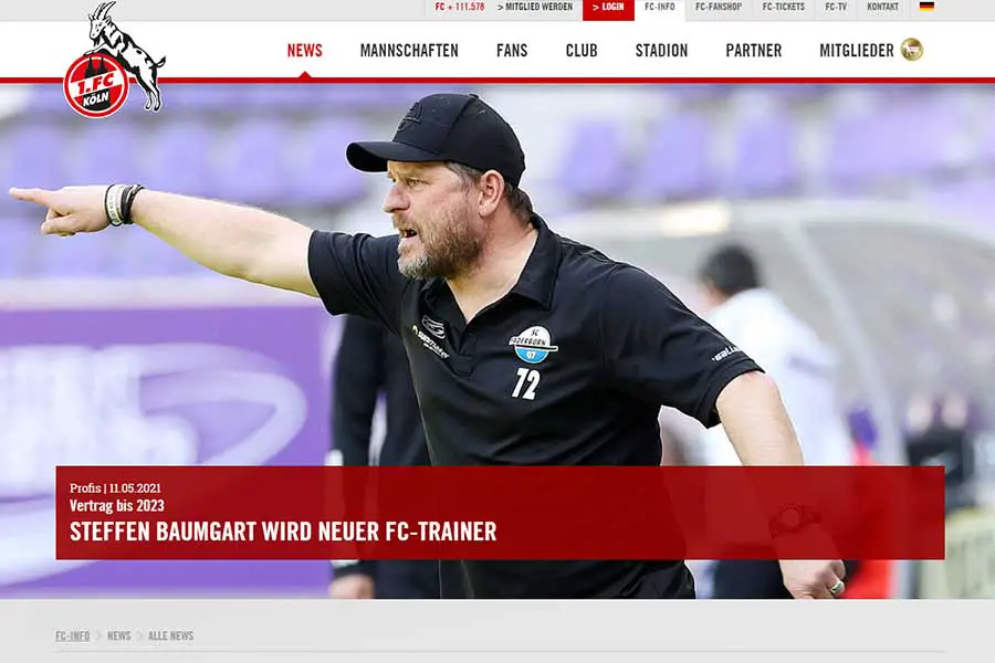 Screen: https://fc.de/fc-info/news/detailseite/details/steffen-baumgart-wird-neuer-fc-trainer/