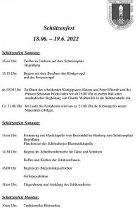 Programm Schuetzenfest 2022