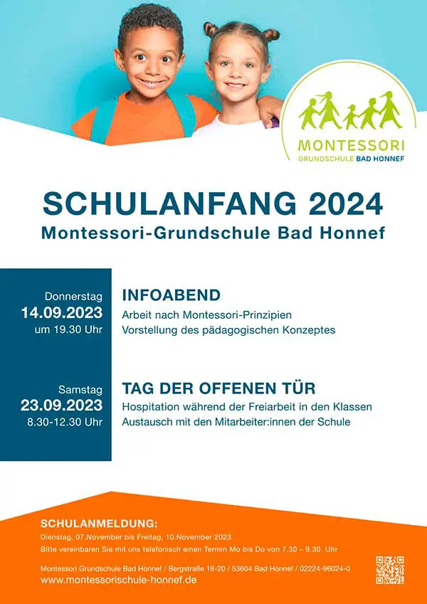 montessorischule plakat schulanfang 2024