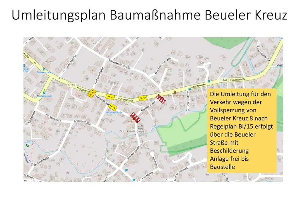 Umleitungsplan Baumassnahme Beueler Kreuz