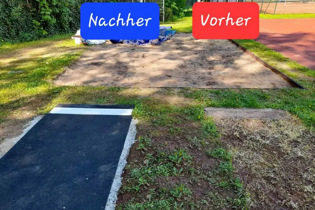 LVB: Trainer, Eltern und Athleten sanieren Weitsprunganlage 3 Vorher Nachher