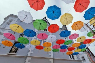 bunte regenschirme