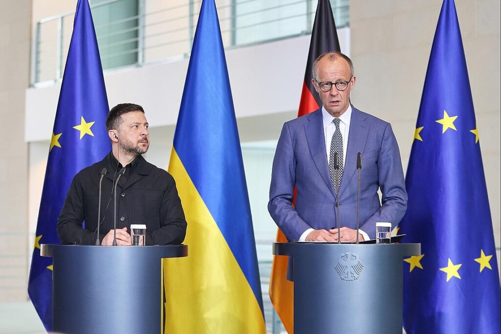 Wolodymyr Selenskyj und Friedrich Merz am 14.04.2026