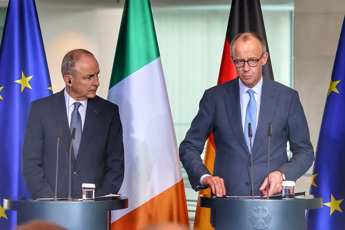 Micheál Martin und Friedrich Merz am 16.04.2026