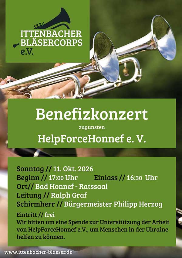 Benefizkonzert im Jubiläumsjahr des Ittenbacher Bläsercorps 2 Plakat Benefizkonzert Ittenbacher Blaesercorps 1
