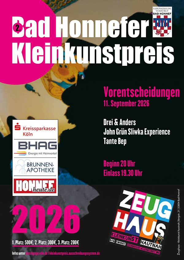 Bad Honnefer Kleinkunstpreis: Freitag zweiter Vorentscheid 1 Plakat Kleinkunstpreis 11 09 2026