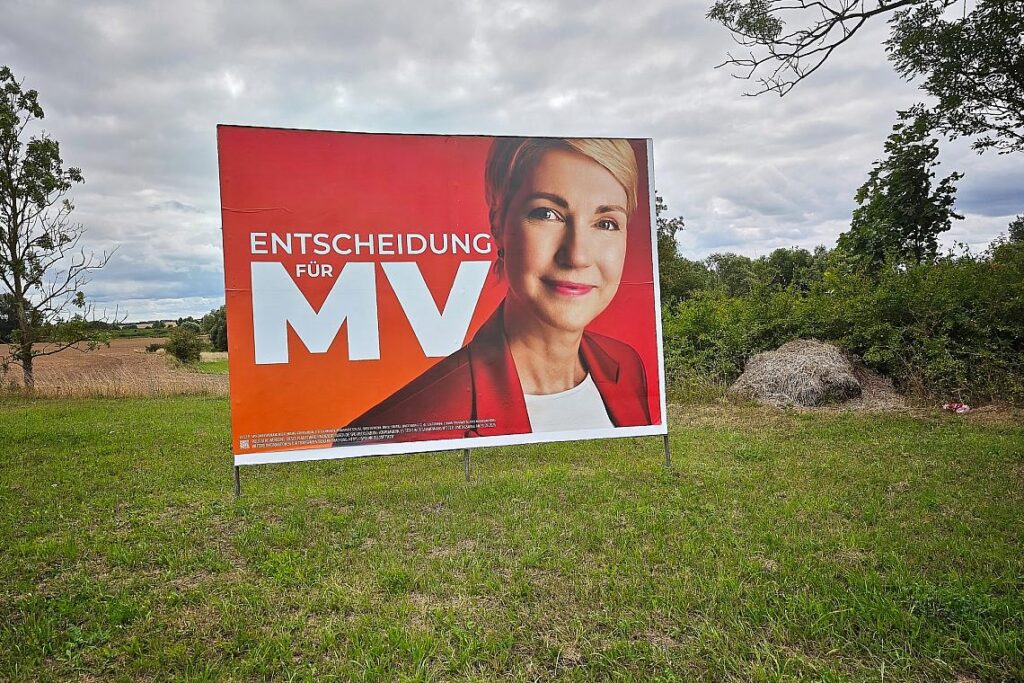 Wahlplakat für die Landtagswahl 2026 mit Manuela Schwesig (Archiv)
