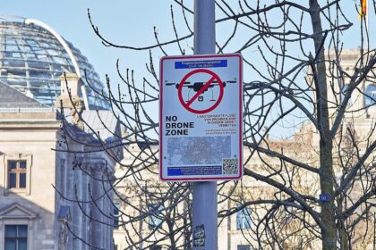 Drohnen-Verbots-Schild am Bundestag