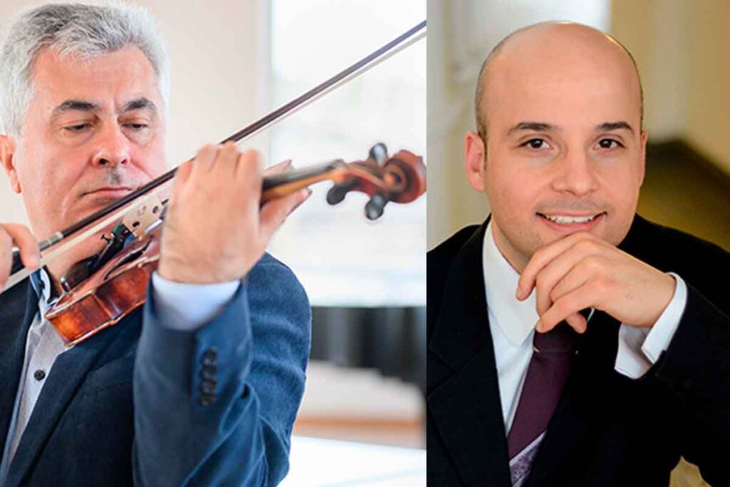 Skerdjano Keraj an der Violine und Desar Sulejmani am Klavier beim Konzert „Klassik im Kunstraum“ in Bad Honnef