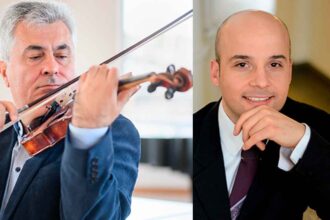 Skerdjano Keraj an der Violine und Desar Sulejmani am Klavier beim Konzert „Klassik im Kunstraum“ in Bad Honnef